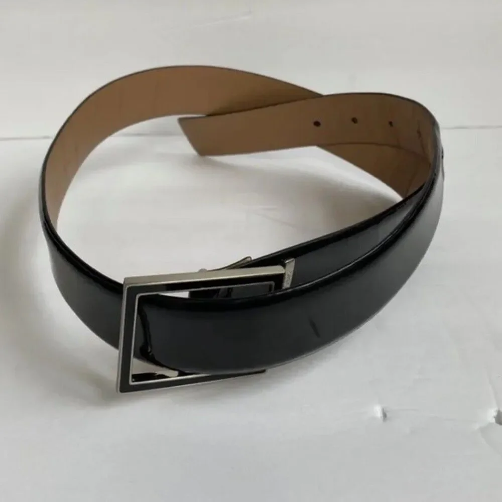 Calvin Klein Men's Black Genuine Leather, Buckle Dress Belt Size S